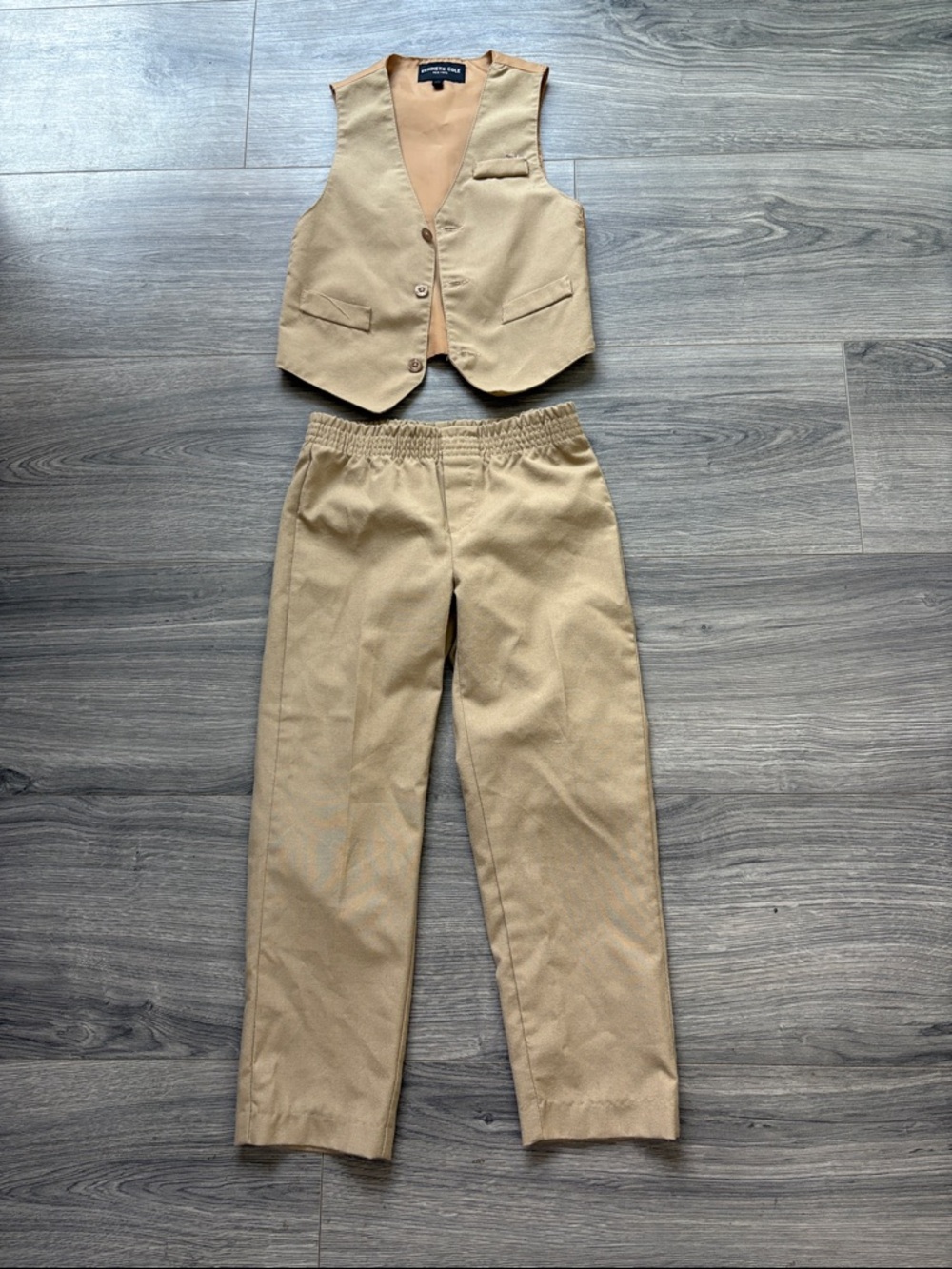 Kenneth Cole Boy’sClassic Tan Vest & Pants Suit Set